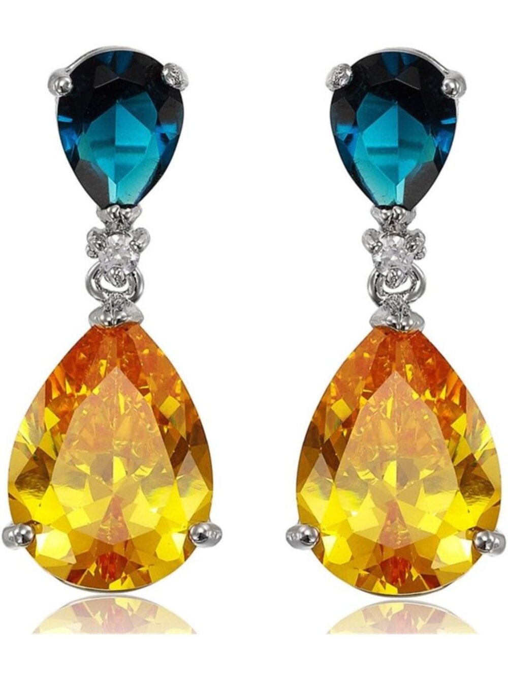 Elegant Teardrop Pear Cut CZ Dangle Earrings - Gold Tone, Perfect for Any
